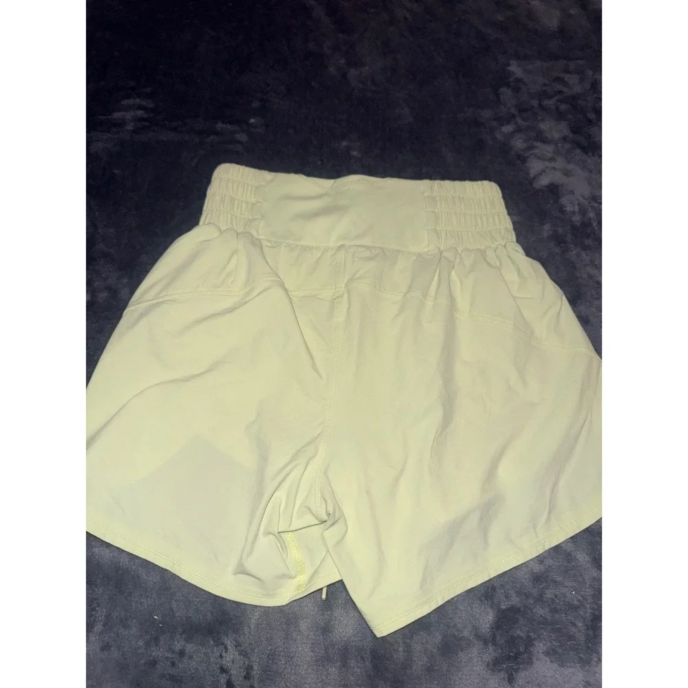Outdoor Voices Rectrek Shorts Womens Small Lime Green Smocked High Rise RN147908